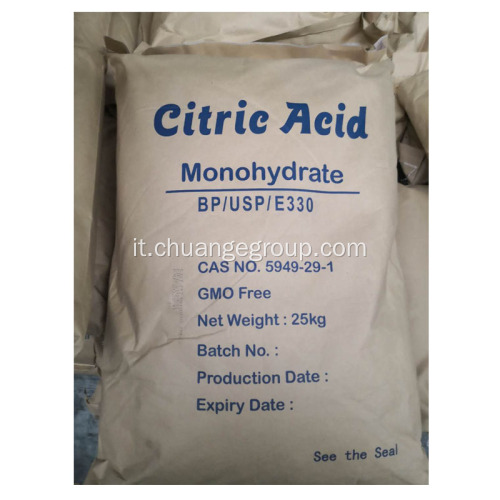 Acido citrico additivo alimentare monoidrato di grado BP anidro